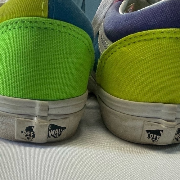 Girls VANS off the wall neon and white. Gently worn size 1. - Picture 3 of 6
